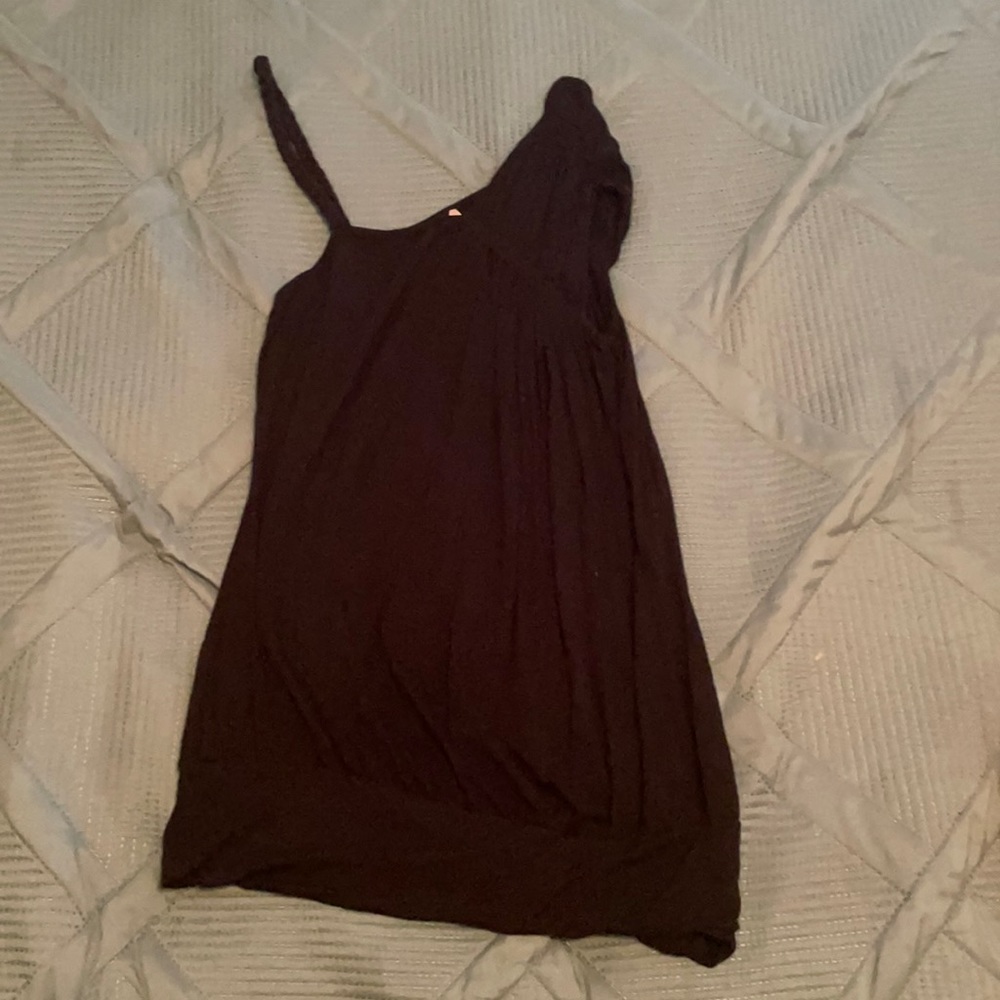 Black off the shoulder asymmetrical top